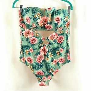 NWT Shade & Shore One Piece Swimsuit Floral 32DD